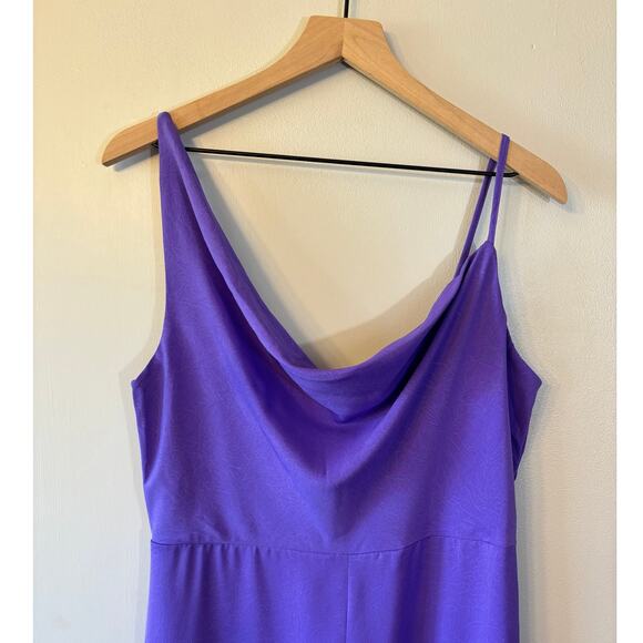 Lulus Alluring Extravagance Purple Asymmetrical Cowl Neck Jumpsuit Size XL NWT - Picture 6 of 8